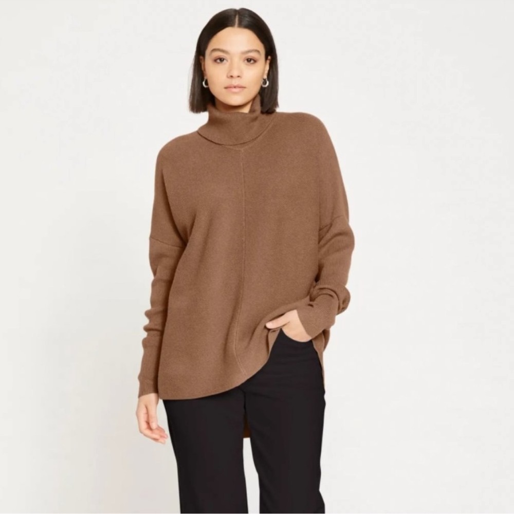 DONATING 4/21 | Universal Standard Chevron Mocha Taupe Turtleneck Sweater 3XS
